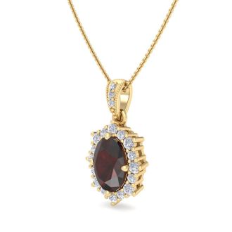 Garnet Necklace: 1 3/4 Carat Garnet and Diamond Necklace