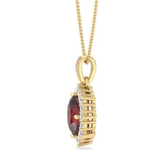 Garnet Necklace: 1 3/4 Carat Garnet and Diamond Necklace
