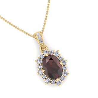 Garnet Necklace: 1 3/4 Carat Garnet and Diamond Necklace