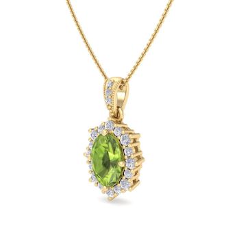 Peridot Necklace: 1 3/4 Carat Peridot and Diamond Necklace