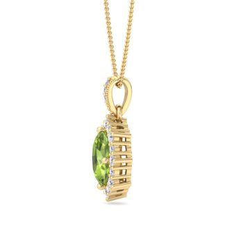 Peridot Necklace: 1 3/4 Carat Peridot and Diamond Necklace