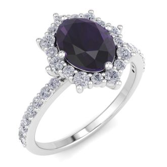 Amethyst Ring: 1 1/2 Carat Amethyst and Diamond Ring