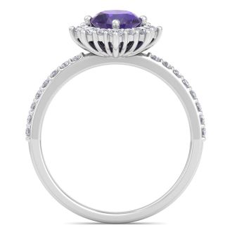 Amethyst Ring: 1 1/2 Carat Amethyst and Diamond Ring
