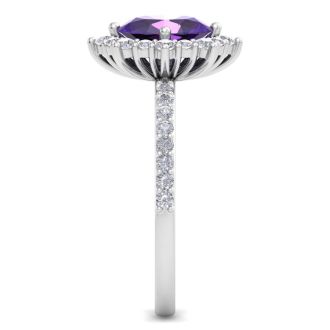 Amethyst Ring: 1 1/2 Carat Amethyst and Diamond Ring