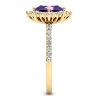 Amethyst Ring: 1 1/2 Carat Amethyst and Diamond Ring