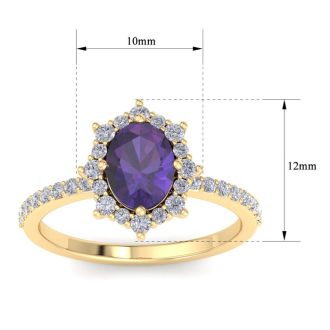 Amethyst Ring: 1 1/2 Carat Amethyst and Diamond Ring
