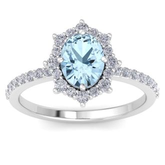 Aquamarine Ring: 1 1/2 Carat Aquamarine and Diamond Ring