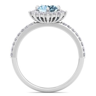 Aquamarine Ring: 1 1/2 Carat Aquamarine and Diamond Ring