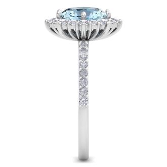 Aquamarine Ring: 1 1/2 Carat Aquamarine and Diamond Ring