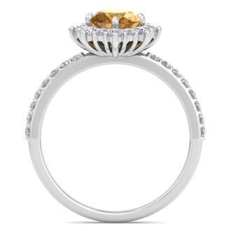 Citrine Ring: 1 1/2 Carat Citrine and Diamond Ring
