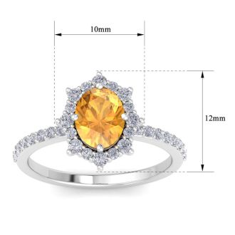 Citrine Ring: 1 1/2 Carat Citrine and Diamond Ring
