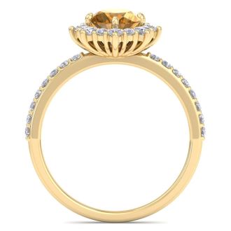 Citrine Ring: 1 1/2 Carat Citrine and Diamond Ring