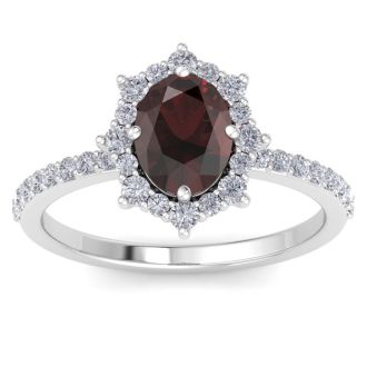 Garnet Ring: 2 Carat Garnet and Diamond Ring
