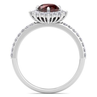 Garnet Ring: 2 Carat Garnet and Diamond Ring