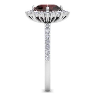 Garnet Ring: 2 Carat Garnet and Diamond Ring