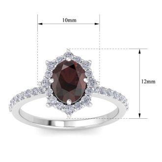 Garnet Ring: 2 Carat Garnet and Diamond Ring