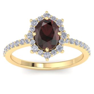 Garnet Ring: 2 Carat Garnet and Diamond Ring