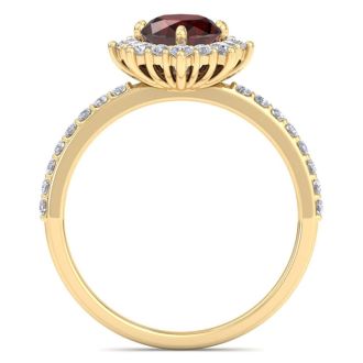 Garnet Ring: 2 Carat Garnet and Diamond Ring