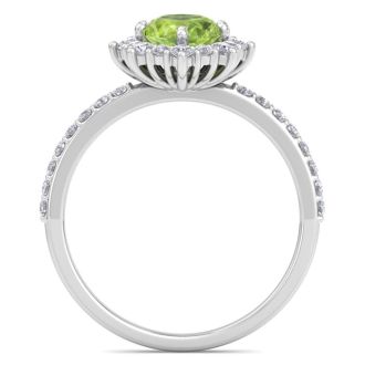 Peridot Ring: 2 Carat Peridot and Diamond Ring