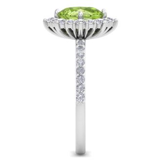 Peridot Ring: 2 Carat Peridot and Diamond Ring