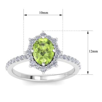 Peridot Ring: 2 Carat Peridot and Diamond Ring