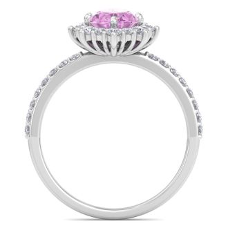 Pink Topaz Ring: 2 Carat Pink Topaz and Diamond Ring