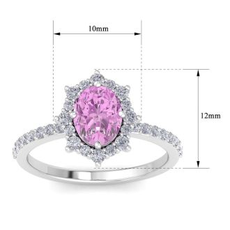 Pink Topaz Ring: 2 Carat Pink Topaz and Diamond Ring