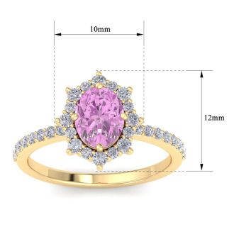 Pink Topaz Ring: 2 Carat Pink Topaz and Diamond Ring