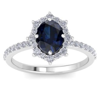 Sapphire Ring: 2 Carat Sapphire and Diamond Ring