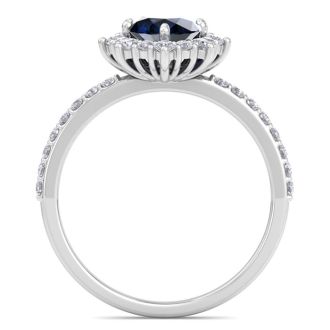 Sapphire Ring: 2 Carat Sapphire and Diamond Ring