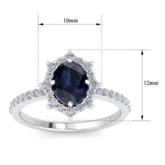 Sapphire Ring: 2 Carat Sapphire and Diamond Ring