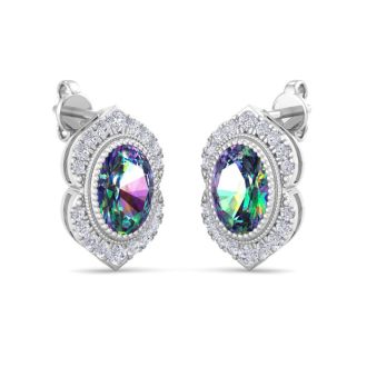 Mystic Topaz Earrings: 2 1/2 Carat Mystic Topaz and Diamond Earrings