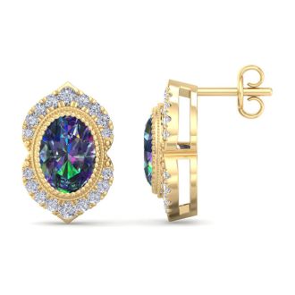 Mystic Topaz Earrings: 2 1/2 Carat Mystic Topaz and Diamond Earrings
