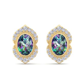 Mystic Topaz Earrings: 2 1/2 Carat Mystic Topaz and Diamond Earrings