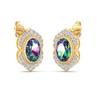 Mystic Topaz Earrings: 2 1/2 Carat Mystic Topaz and Diamond Earrings