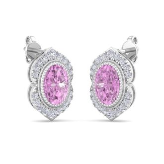 Pink Topaz Earrings: 2 1/2 Carat Pink Topaz and Diamond Earrings