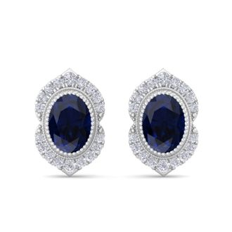 Sapphire Earrings: 2 1/2 Carat Sapphire and Diamond Earrings