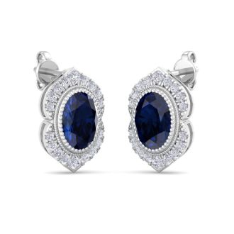 Sapphire Earrings: 2 1/2 Carat Sapphire and Diamond Earrings