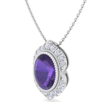 Amethyst Necklace: 1 1/5 Carat Amethyst and Diamond Necklace