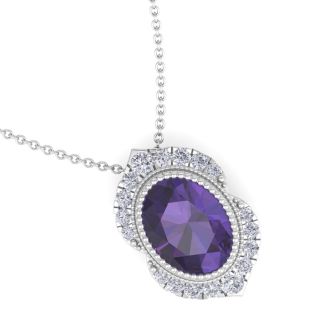 Amethyst Necklace: 1 1/5 Carat Amethyst and Diamond Necklace