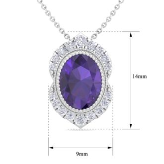 Amethyst Necklace: 1 1/5 Carat Amethyst and Diamond Necklace