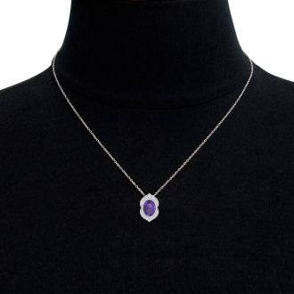 Amethyst Necklace: 1 1/5 Carat Amethyst and Diamond Necklace
