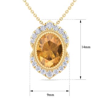 Citrine Necklace: 1 1/5 Carat Citrine and Diamond Necklace