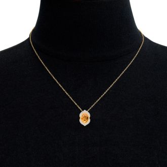 Citrine Necklace: 1 1/5 Carat Citrine and Diamond Necklace