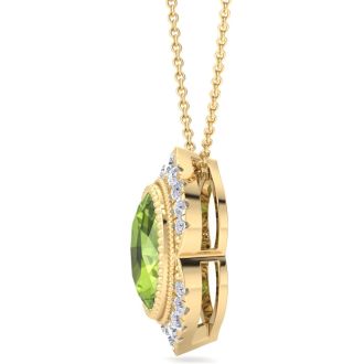 Peridot Necklace: 1 3/4 Carat Peridot and Diamond Necklace