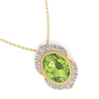 Peridot Necklace: 1 3/4 Carat Peridot and Diamond Necklace