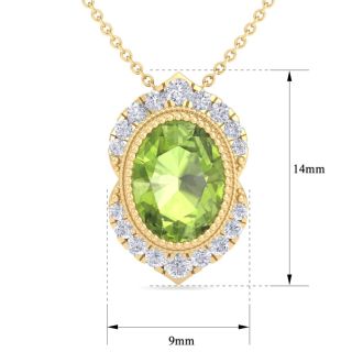 Peridot Necklace: 1 3/4 Carat Peridot and Diamond Necklace