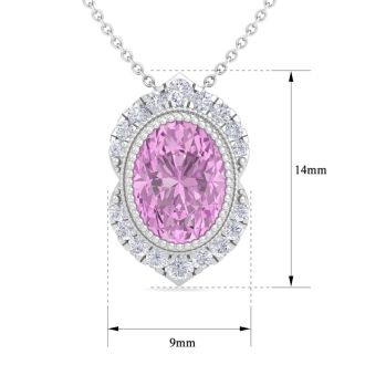 Pink Topaz Necklace: 1 3/4 Carat Pink Topaz and Diamond Necklace