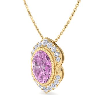 Pink Topaz Necklace: 1 3/4 Carat Pink Topaz and Diamond Necklace