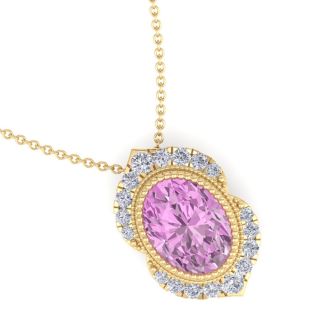 Pink Topaz Necklace: 1 3/4 Carat Pink Topaz and Diamond Necklace